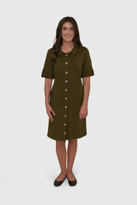 Millennium Button Front Roll Tab Shirt Dress