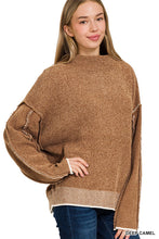 Load image into Gallery viewer, Oversized Mock Neck Raw Seam Chenille Sweater
