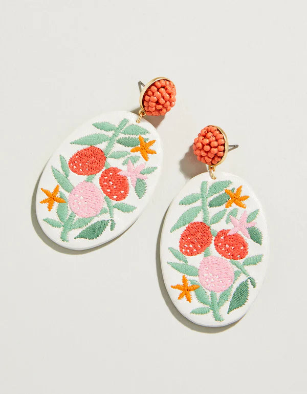 Queenie Embroidered Earrings Topiary