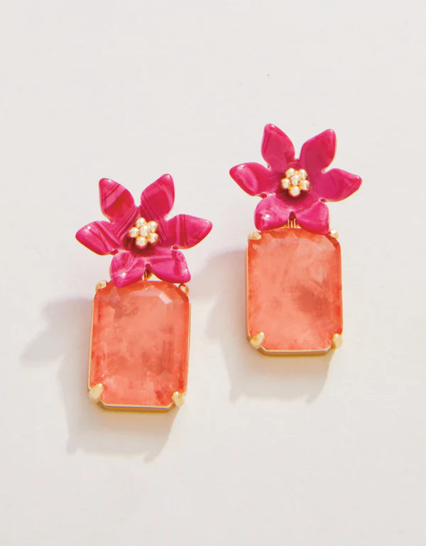 Blooming Gem Earrings Pink