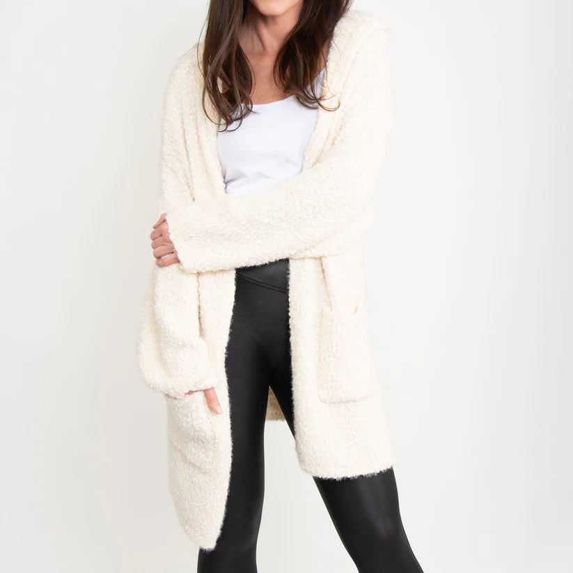 Tylie Teddy Bear Cardigan - Marshmallow