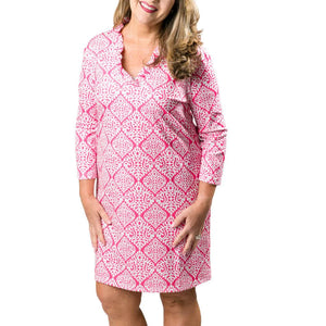 Peyton Dress Pink Damask