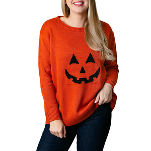 Pippa Crewneck Sweater-Orange Jack-O-Lantern