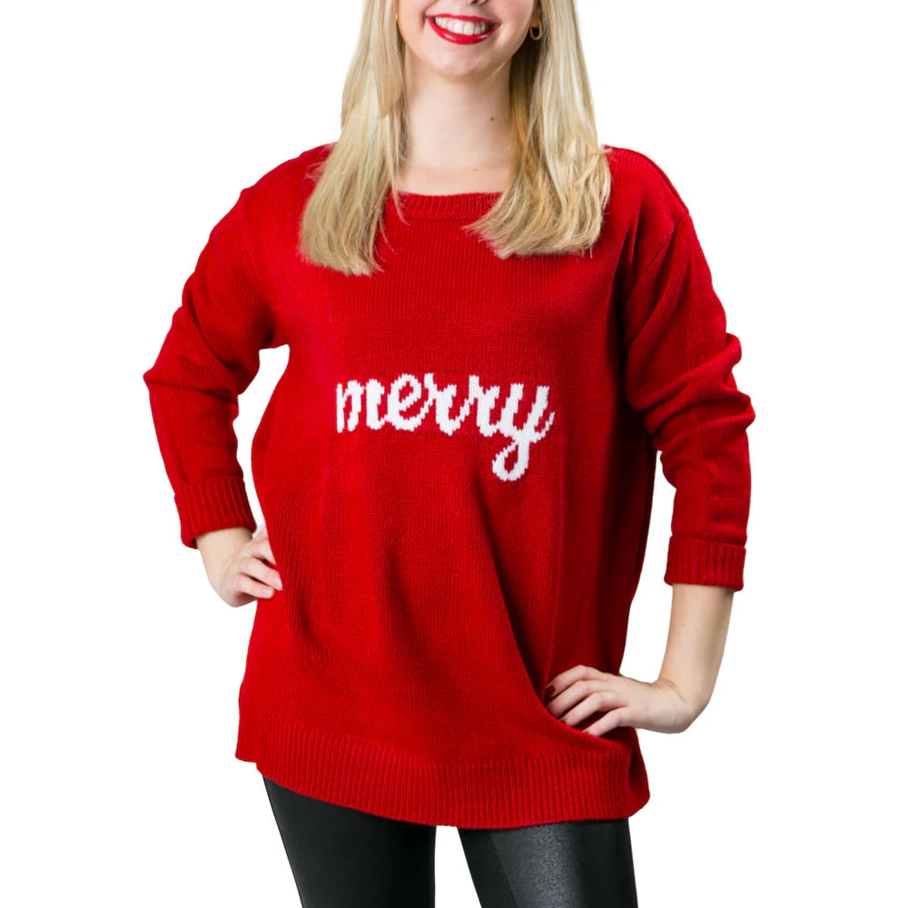 Pippa  Sweater-Red With White Merry