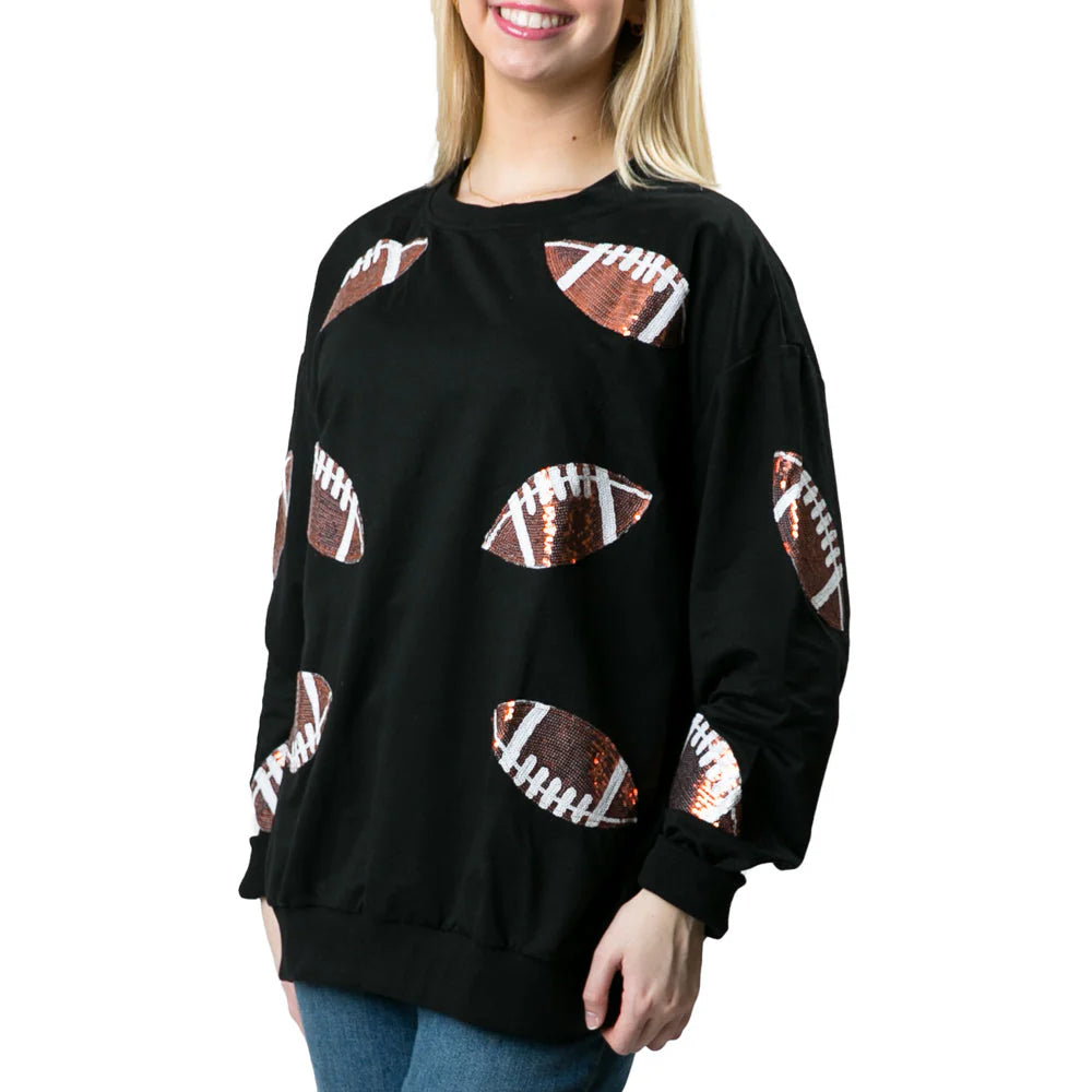 Holiday Sweatshirt-Black With Football