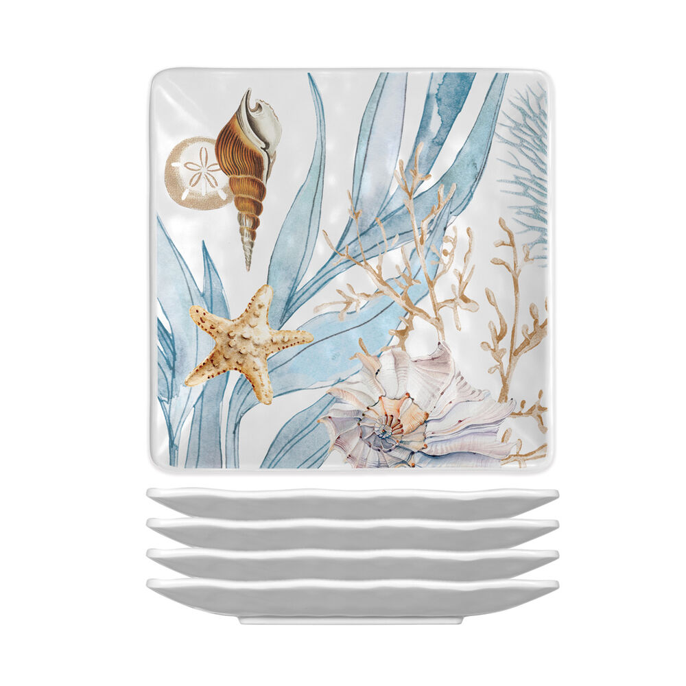Ocean Tide Melamine Canape Plates-4