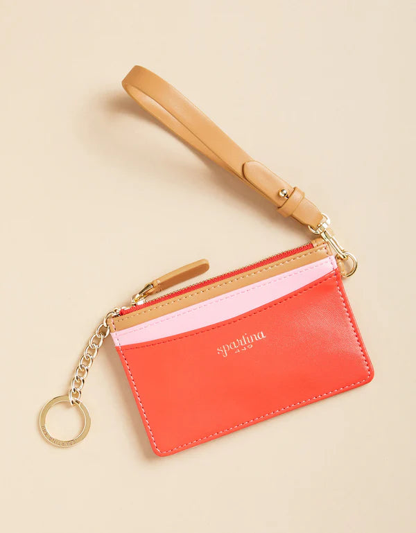 Slim Card Coinpurse Pink Red Color Block