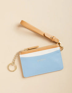 Slim Card Coinpurse Blue Cream Color Block