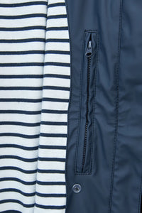 Raincoat With Striped Lining-Navy