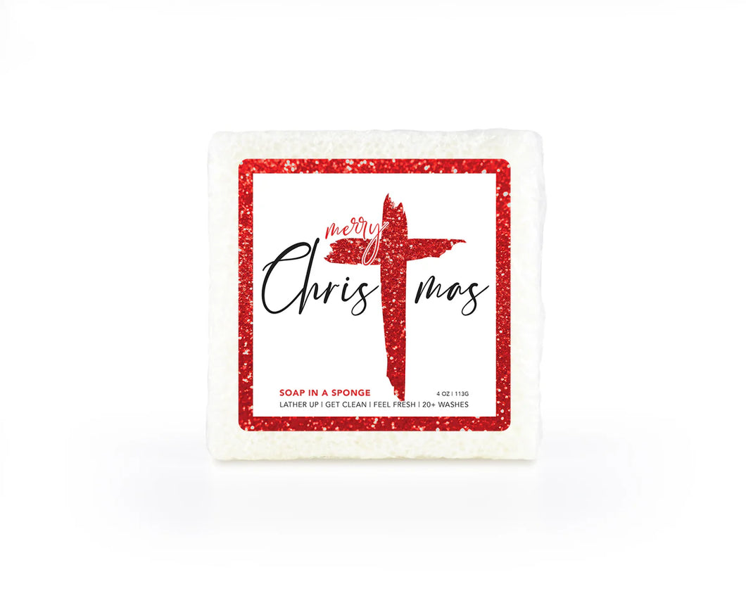 Soap in a Sponge Merry Christmas