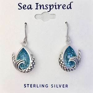 Sterling Mermaid Tail Dangle Earrings With Crystal