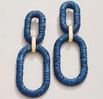 Straw Link Earrings Navy
