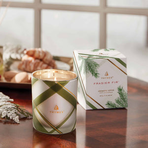 Frasier Fir Aromatic Candle Frosted Plaid 2oz Votive