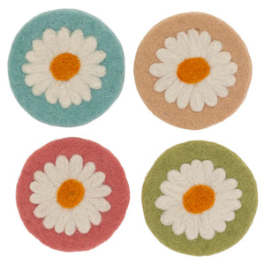 Felted Daisy Coasters-Set of 4