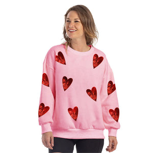 Sequined Hearts Patches Sweatshirt