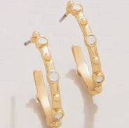 Bristol Hoop Earrings 20 mm White Opal