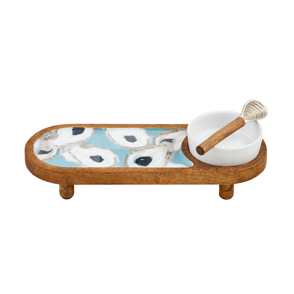 Footed Enael Oyster Dip Tray