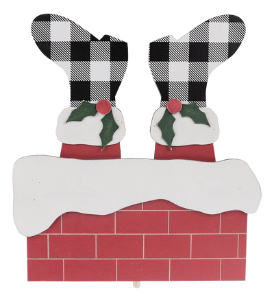 Santa Down The Chimney Topper