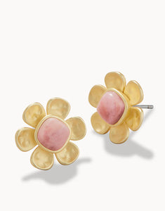Primrose Stud Earrings Pink Rhodonite