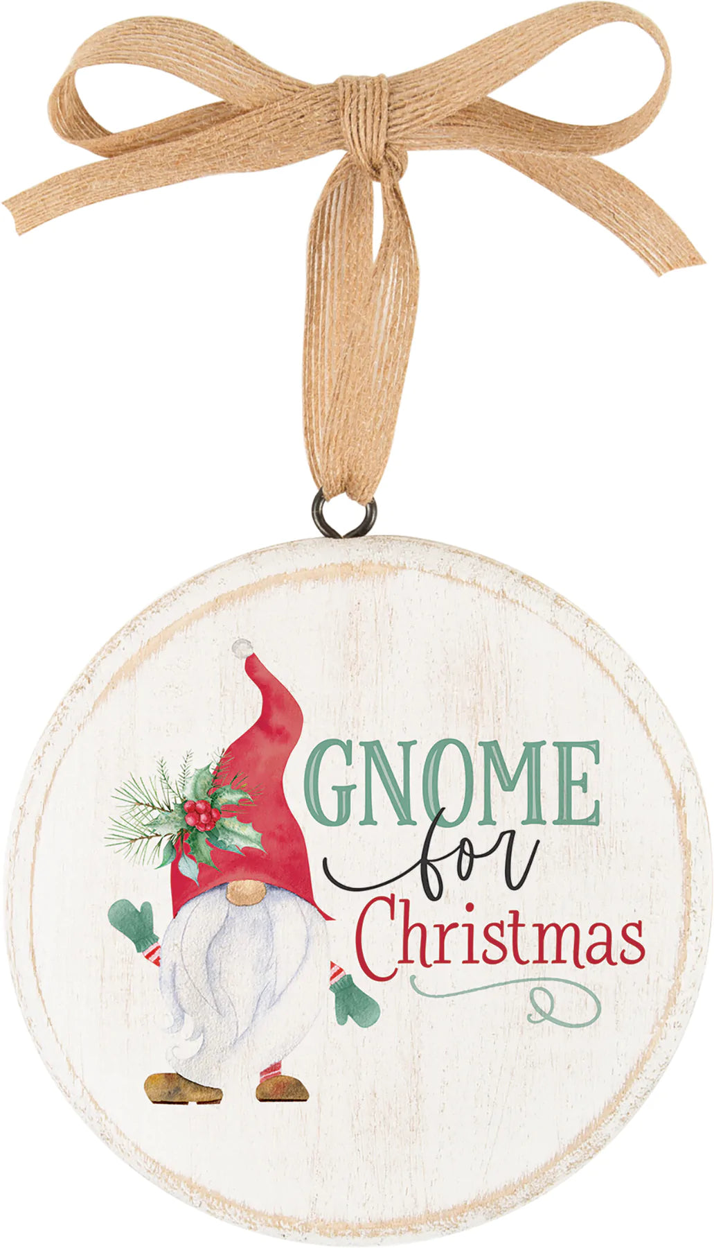 P Graham Dunn Gnome For Christmas 5 x 5 Wood Circle