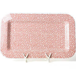 Happy Everything Red Small Dot Rectangle Platter